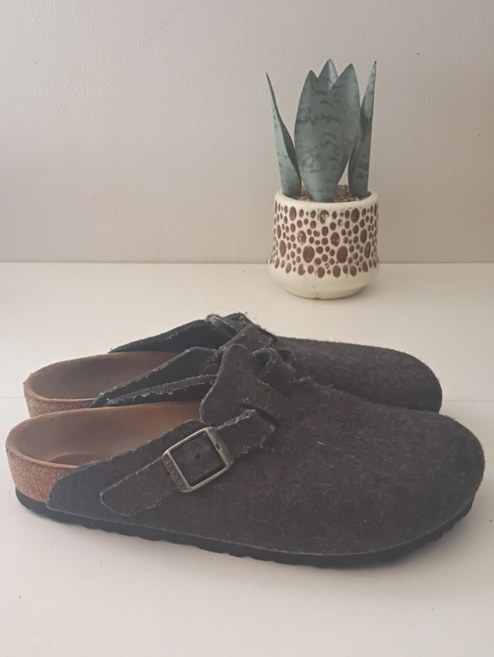 Birkenstock Boston charcoal Wool Clogs with Buckle Size 36 women's 5 - 5.5